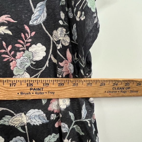 Loft Linen Plus Black Floral Short Sleeve Shirt Size 20/22 - Picture 5 of 8